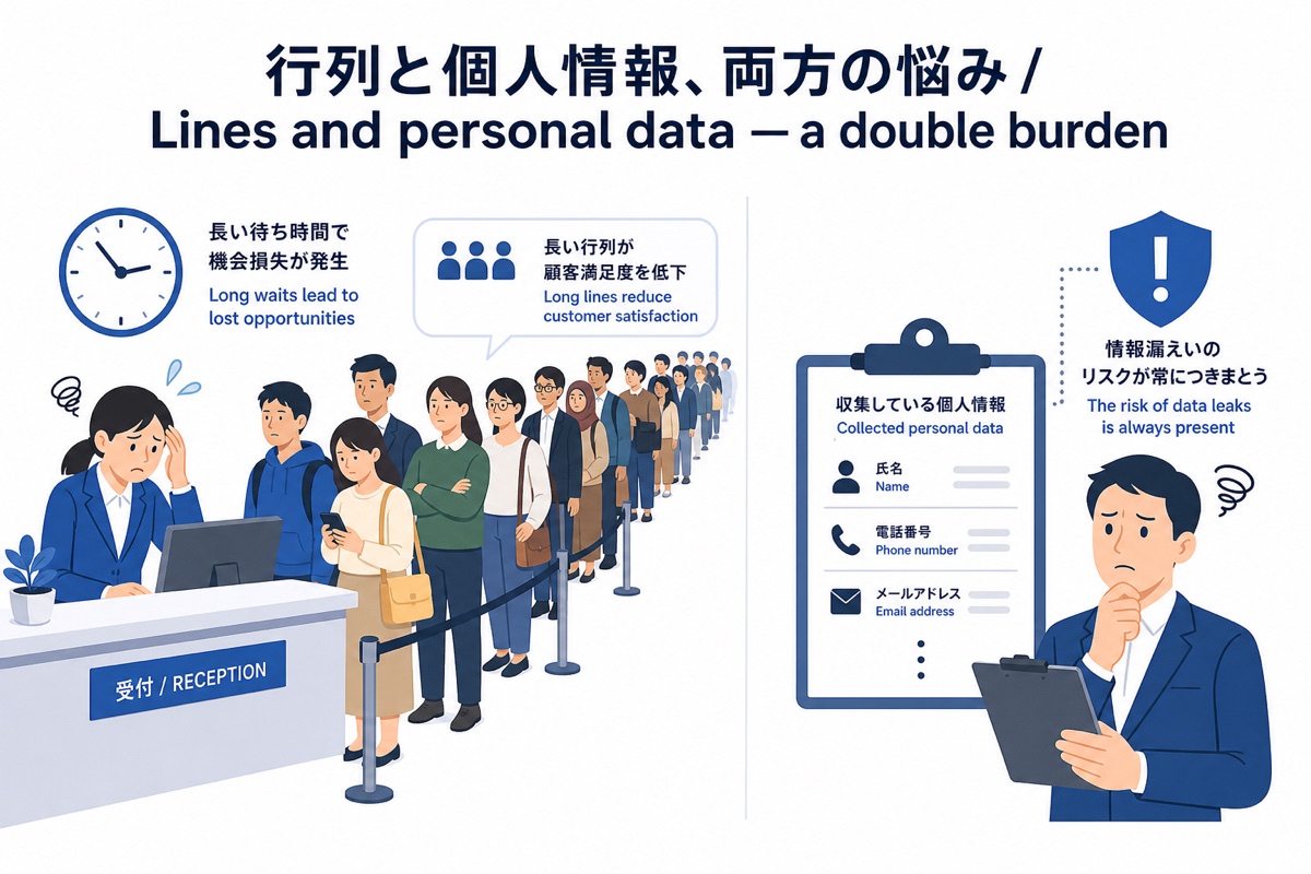 長い行列に困る受付スタッフと、個人情報を集めるリスク